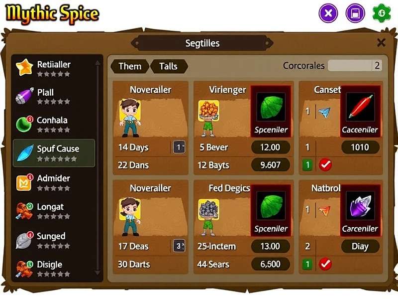Spice Collection Interface in Coriander Quest Mythic Spice